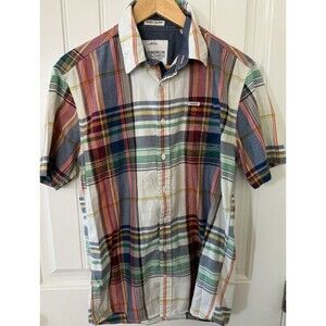 Lindbergh Men's Short Sleeve Button Shirt Multicolored Plaid M Pocket